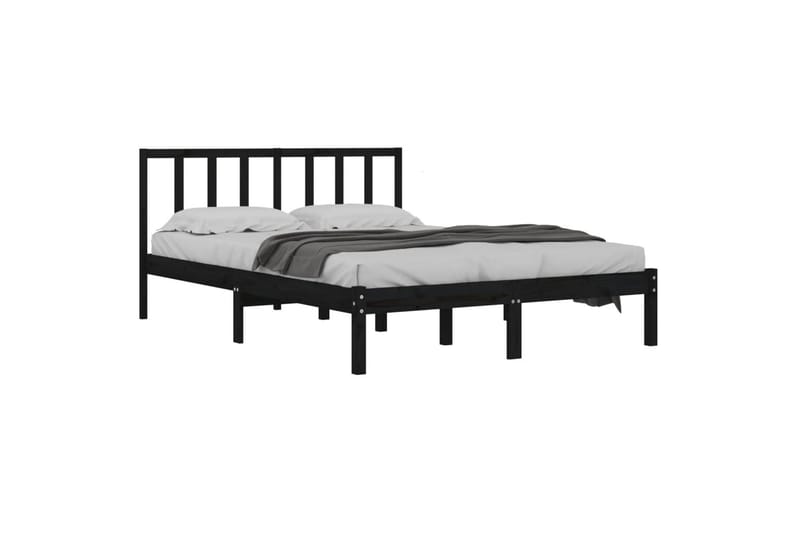 beBasic sengeramme 150x200 cm King Size massivt fyrretræ sort - Sort - Møbler - Senge - Sengeramme & sengestel