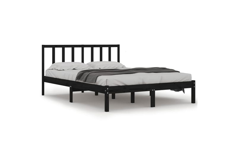 beBasic sengeramme 150x200 cm King Size massivt fyrretræ sort - Sort - Møbler - Senge - Sengeramme & sengestel