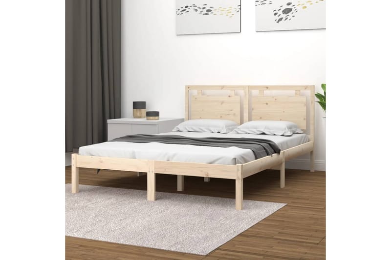 beBasic sengeramme 150x200 cm King Size massivt træ - Brun - Møbler - Senge - Sengeramme & sengestel