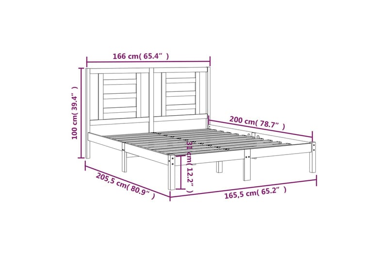 beBasic sengeramme 160x200 cm massivt fyrretræ hvid - Hvid - Møbler - Senge - Sengeramme & sengestel