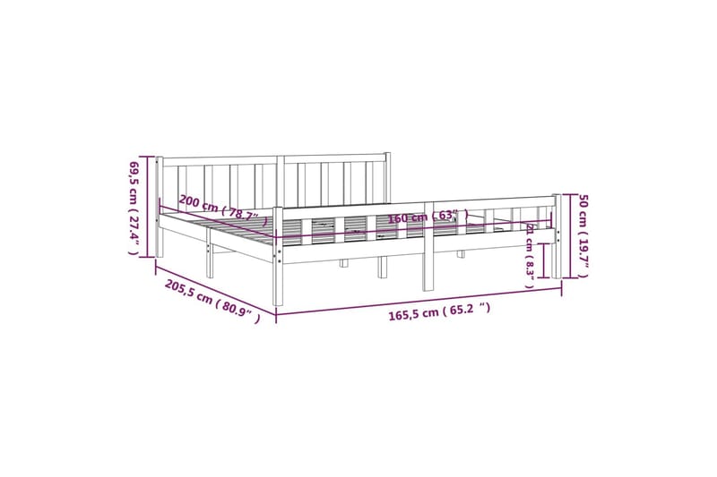 beBasic sengeramme 160x200 cm massivt træ hvid - Hvid - Møbler - Senge - Sengeramme & sengestel