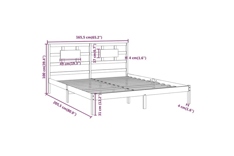 beBasic sengeramme 160x200 cm massivt træ hvid - Hvid - Møbler - Senge - Sengeramme & sengestel