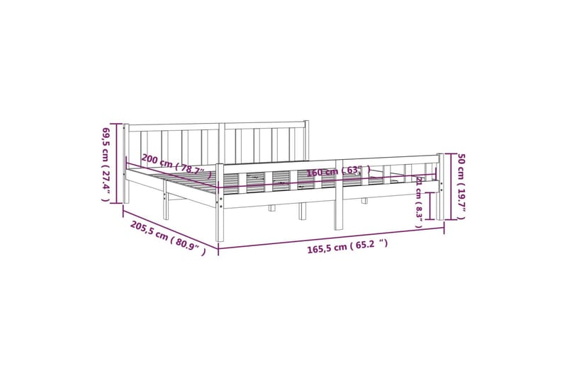 beBasic sengeramme 160x200 cm massivt træ sort - Sort - Møbler - Senge - Sengeramme & sengestel