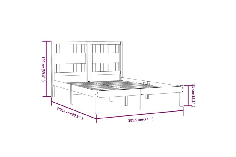 beBasic sengeramme 180x200 cm Super King massivt fyrretræ - Brun - Møbler - Senge - Sengeramme & sengestel