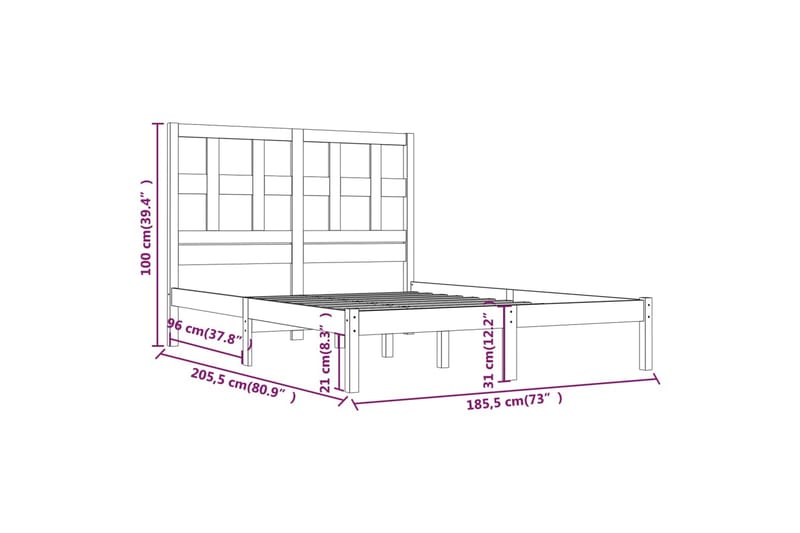 beBasic sengeramme 180x200 cm Super King massivt fyrretræ hvid - Hvid - Møbler - Senge - Sengeramme & sengestel