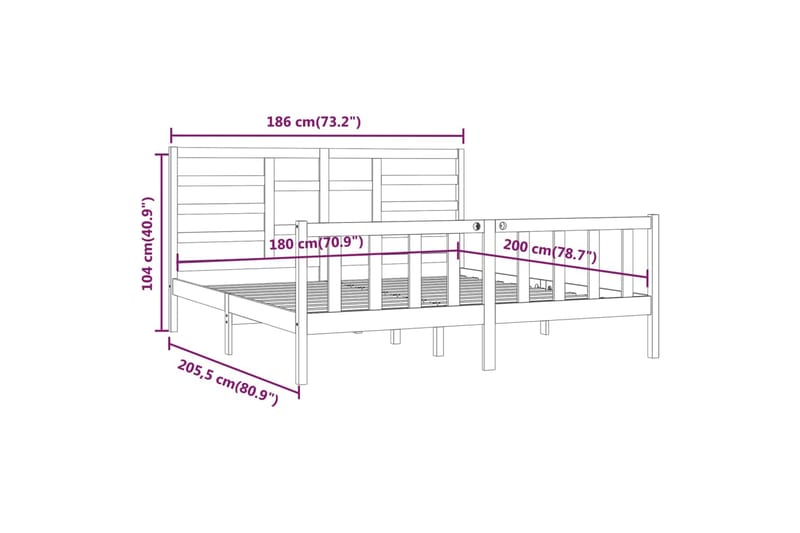 beBasic sengeramme 180x200 cm Super King massivt træ - Brun - Møbler - Senge - Sengeramme & sengestel