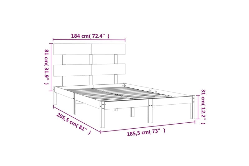 beBasic sengeramme 180x200 cm Super King massivt træ - Brun - Møbler - Senge - Sengeramme & sengestel