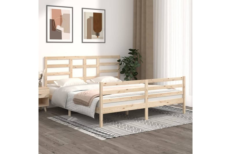 beBasic sengeramme 180x200 cm Super King massivt træ - Brun - Møbler - Senge - Sengeramme & sengestel