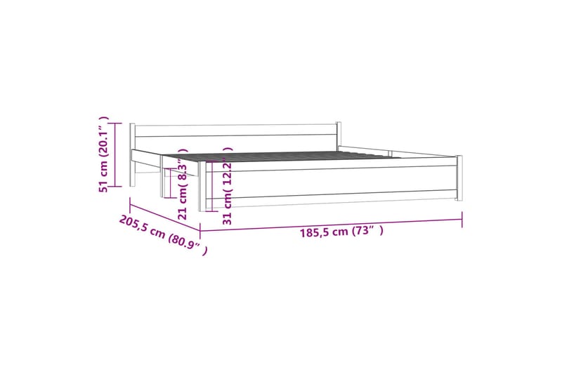 beBasic sengeramme 180x200 cm Super King massivt træ hvid - Hvid - Møbler - Senge - Sengeramme & sengestel