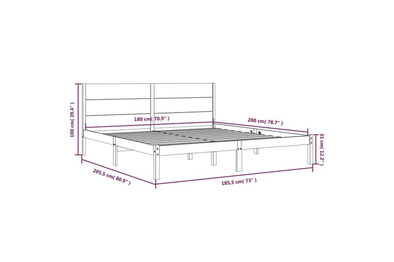 beBasic sengeramme 180x200 cm Super King massivt træ hvid - Hvid - Møbler - Senge - Sengeramme & sengestel