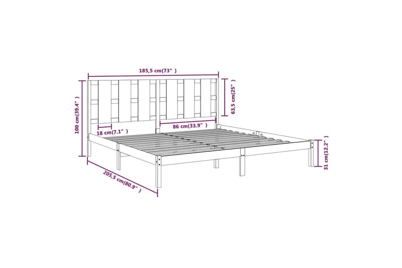 beBasic sengeramme 180x200 cm Super King massivt træ sort - Sort - Møbler - Senge - Sengeramme & sengestel