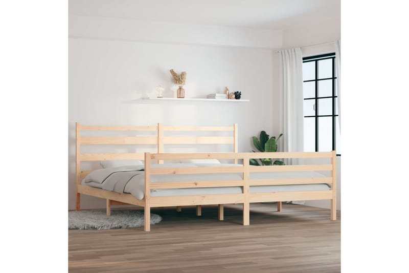 beBasic sengeramme 200x200 cm massivt fyrretræ - Brun - Møbler - Senge - Sengeramme & sengestel