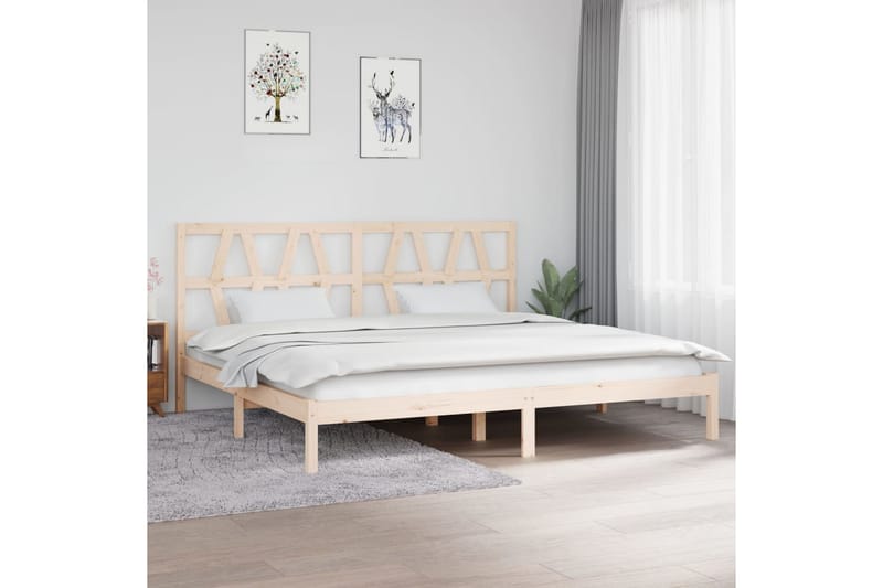 beBasic sengeramme 200x200 cm massivt fyrretræ - Brun - Møbler - Senge - Sengeramme & sengestel