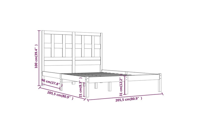 beBasic sengeramme 200x200 cm massivt fyrretræ grå - GrÃ¥ - Møbler - Senge - Sengeramme & sengestel