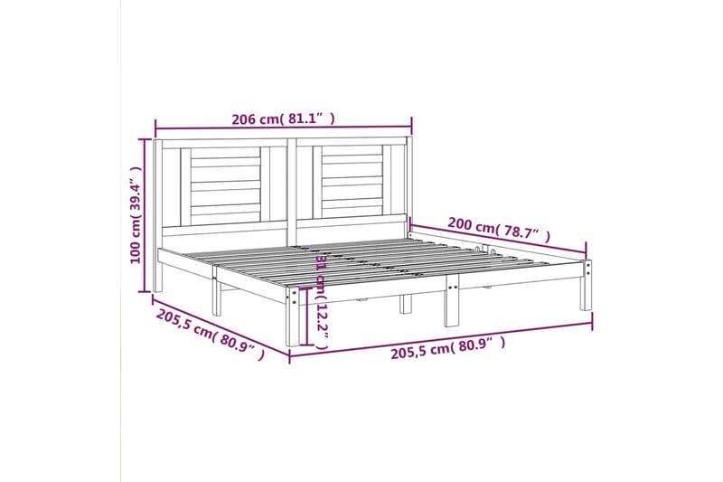 beBasic sengeramme 200x200 cm massivt fyrretræ gyldenbrun - Brun - Møbler - Senge - Sengeramme & sengestel