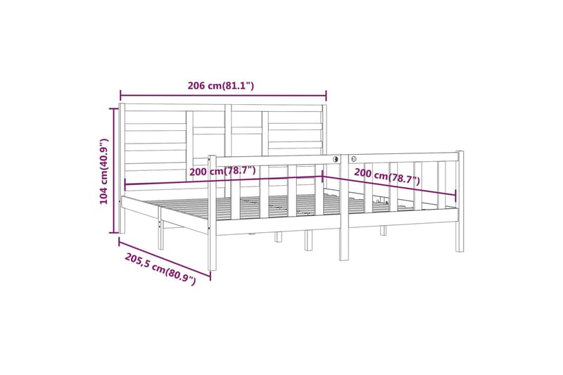 beBasic sengeramme 200x200 cm massivt fyrretræ hvid - Hvid - Møbler - Senge - Sengeramme & sengestel