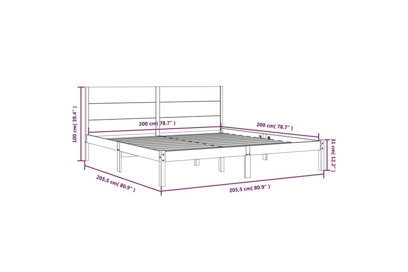 beBasic sengeramme 200x200 cm massivt fyrretræ hvid - Hvid - Møbler - Senge - Sengeramme & sengestel