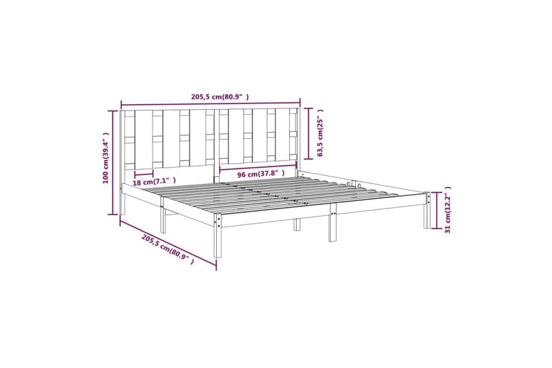 beBasic sengeramme 200x200 cm massivt fyrretræ hvid - Hvid - Møbler - Senge - Sengeramme & sengestel