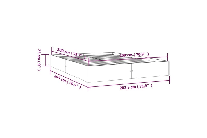 beBasic sengeramme 200x200 cm massivt træ - Brun - Møbler - Senge - Sengeramme & sengestel