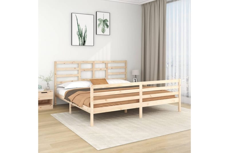 beBasic sengeramme 200x200 cm massivt træ - Brun - Møbler - Senge - Sengeramme & sengestel