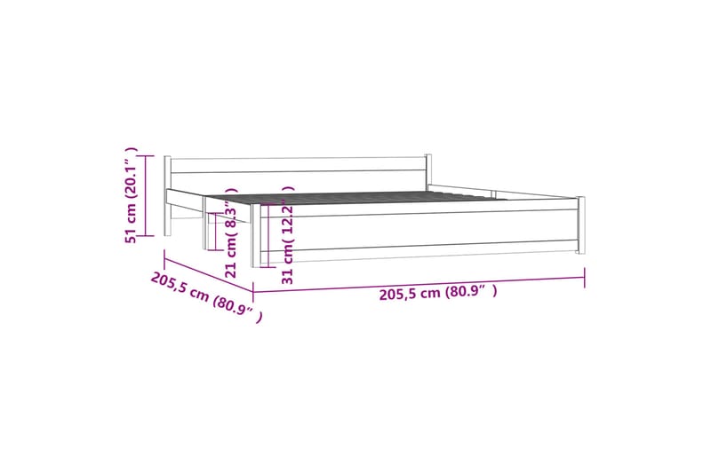 beBasic sengeramme 200x200 cm massivt træ hvid - Hvid - Møbler - Senge - Sengeramme & sengestel