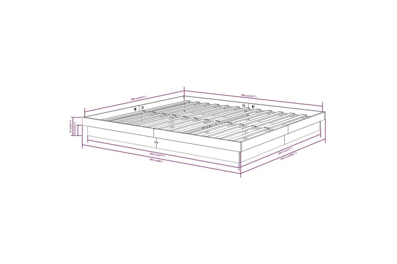 beBasic sengeramme 200x200 cm massivt træ sort - Sort - Møbler - Senge - Sengeramme & sengestel