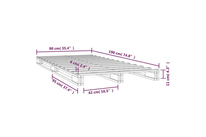 beBasic sengeramme 90x190 cm Single massivt fyrretræ sort - Sort - Møbler - Senge - Sengeramme & sengestel