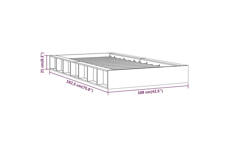 beBasic sengeramme 90x190 cm Single massivt træ - Brun - Møbler - Senge - Sengeramme & sengestel