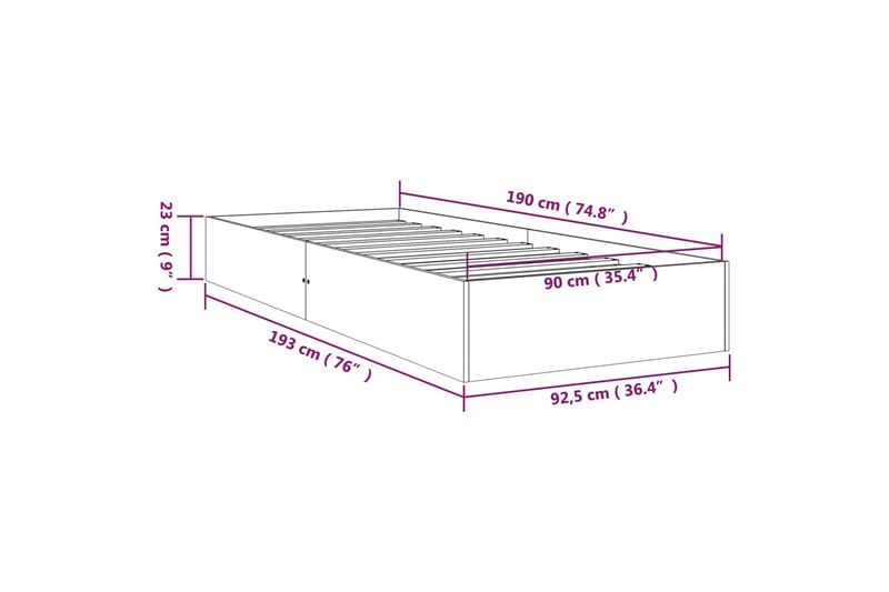 beBasic sengeramme 90x190 cm Single massivt træ hvid - Hvid - Møbler - Senge - Sengeramme & sengestel