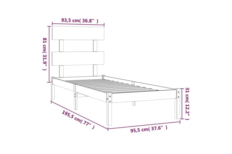 beBasic sengeramme 90x190 Single massivt træ hvid - Hvid - Møbler - Senge - Sengeramme & sengestel