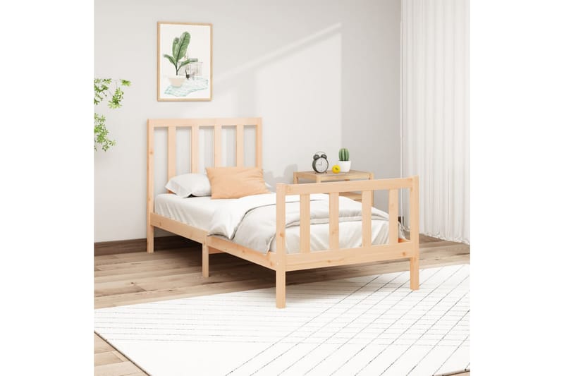 beBasic sengeramme 90x200 cm massivt fyrretræ - Brun - Møbler - Senge - Sengeramme & sengestel