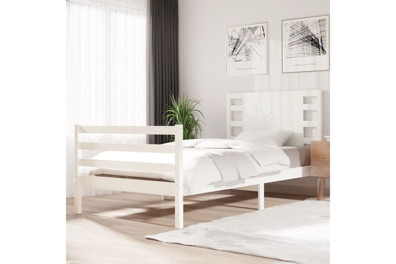 beBasic sengeramme 90x200 cm massivt fyrretræ hvid - Hvid - Møbler - Senge - Sengeramme & sengestel