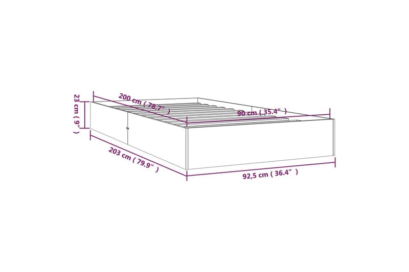 beBasic sengeramme 90x200 cm massivt træ - Brun - Møbler - Senge - Sengeramme & sengestel