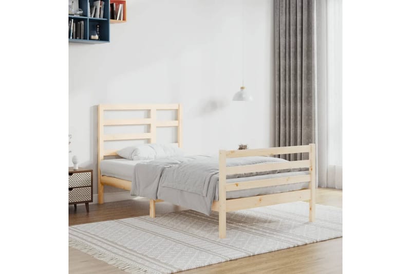 beBasic sengeramme 90x200 cm massivt træ - Brun - Møbler - Senge - Sengeramme & sengestel