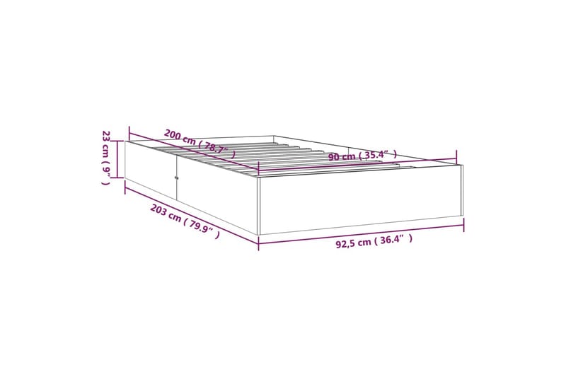 beBasic sengeramme 90x200 cm massivt træ hvid - Hvid - Møbler - Senge - Sengeramme & sengestel