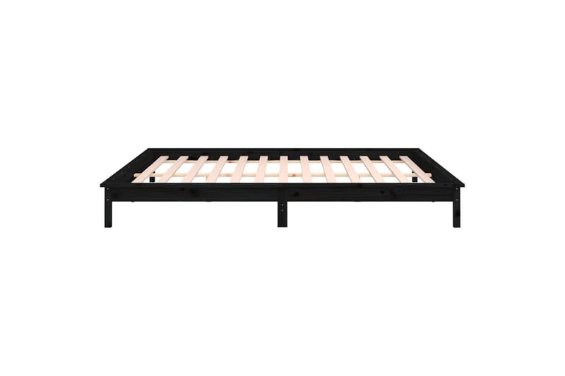 beBasic sengeramme med LED-lys 120x200 cm massivt træ sort - Sort - Møbler - Senge - Sengeramme & sengestel