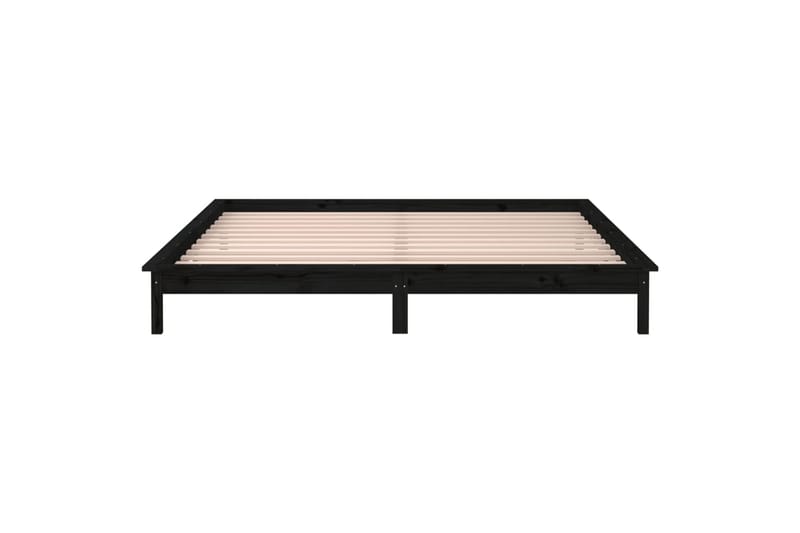 beBasic sengeramme med LED-lys 120x200 cm massivt træ sort - Sort - Møbler - Senge - Sengeramme & sengestel