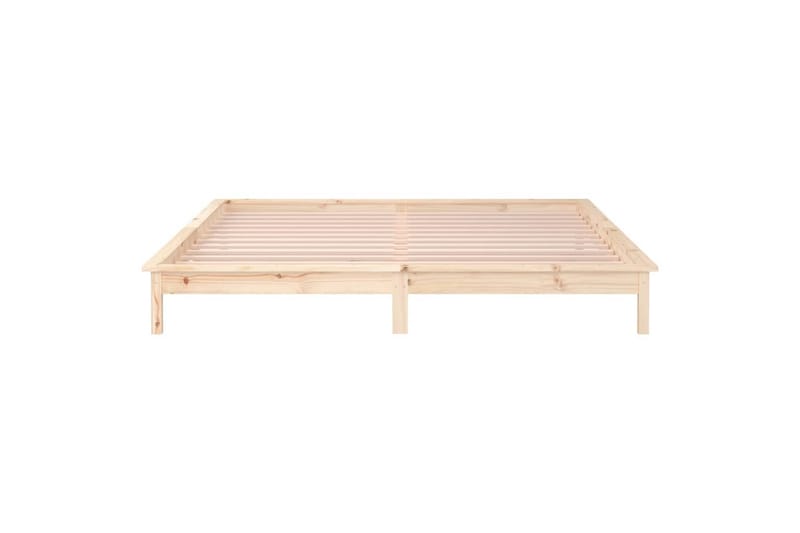 beBasic sengeramme med LED-lys 135x190 cm dobbelt massivt træ - Brun - Møbler - Senge - Sengeramme & sengestel