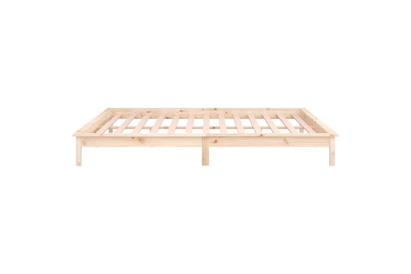 beBasic sengeramme med LED-lys 135x190 cm dobbelt massivt træ - Brun - Møbler - Senge - Sengeramme & sengestel