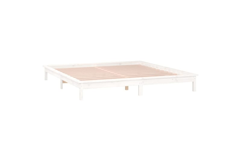 beBasic sengeramme med LED-lys 135x190 cm dobbelt massivt træ hvid - Hvid - Møbler - Senge - Sengeramme & sengestel