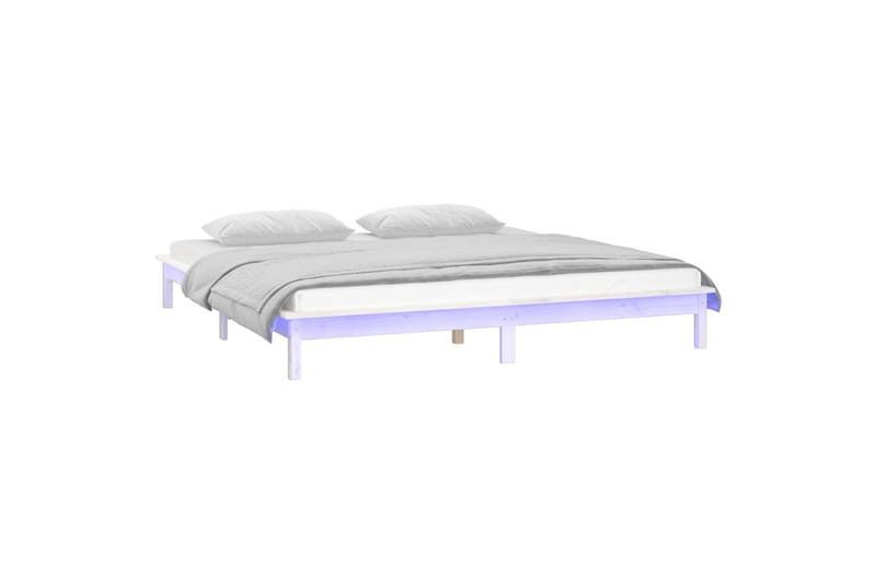 beBasic sengeramme med LED-lys 140x190 cm massivt træ hvid - Hvid - Møbler - Senge - Sengeramme & sengestel