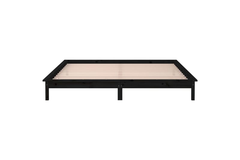 beBasic sengeramme med LED-lys 160x200 cm massivt træ sort - Sort - Møbler - Senge - Sengeramme & sengestel