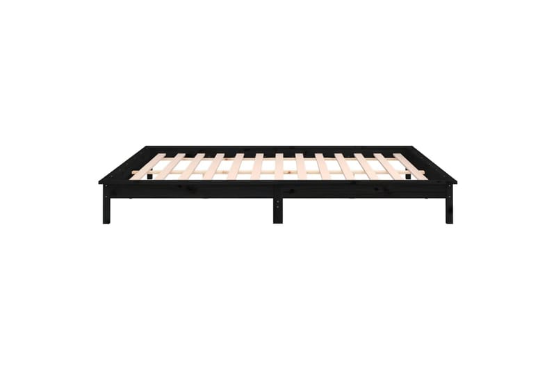 beBasic sengeramme med LED-lys 200x200 cm massivt træ sort - Sort - Møbler - Senge - Sengeramme & sengestel