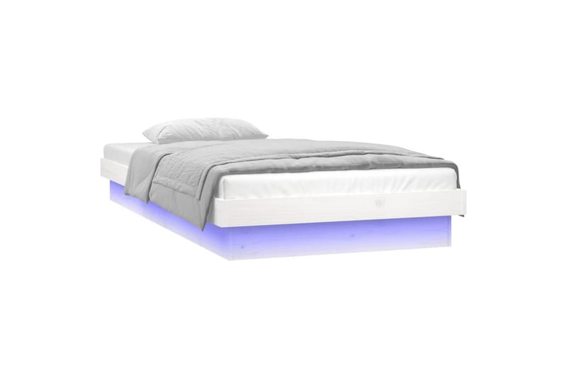 beBasic sengeramme med LED-lys 90x190 cm Single massivt træ hvid - Hvid - Møbler - Senge - Sengeramme & sengestel