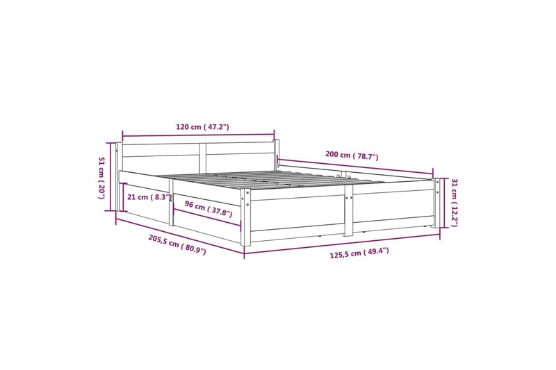 beBasic sengeramme med skuffer 120x200 cm - Brun - Møbler - Senge - Sengeramme & sengestel