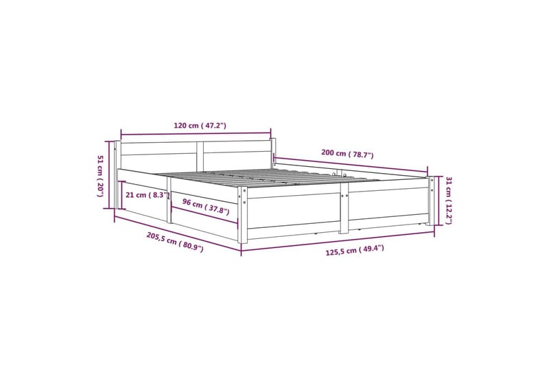 beBasic sengeramme med skuffer 120x200 cm hvid - Hvid - Møbler - Senge - Sengeramme & sengestel