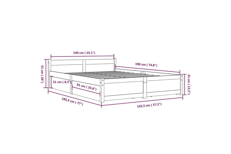 beBasic sengeramme med skuffer 140x190 cm hvid - Hvid - Møbler - Senge - Sengeramme & sengestel