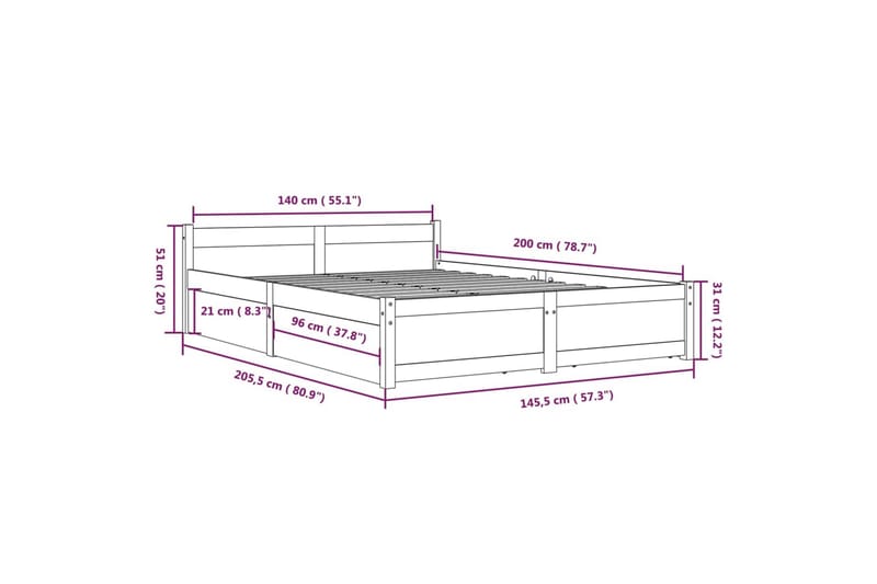 beBasic sengeramme med skuffer 140x200 cm hvid - Hvid - Møbler - Senge - Sengeramme & sengestel