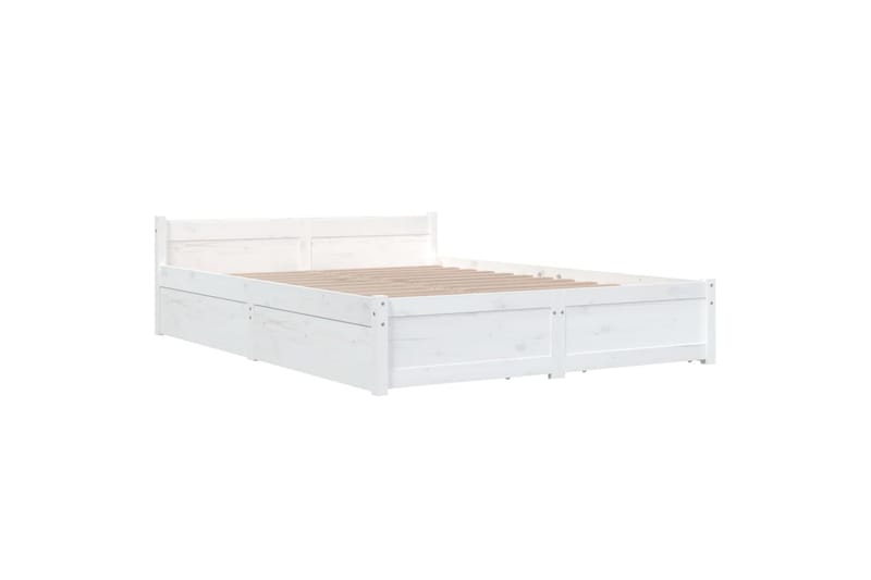 beBasic sengeramme med skuffer 150x200 cm King Size hvid - Hvid - Møbler - Senge - Sengeramme & sengestel