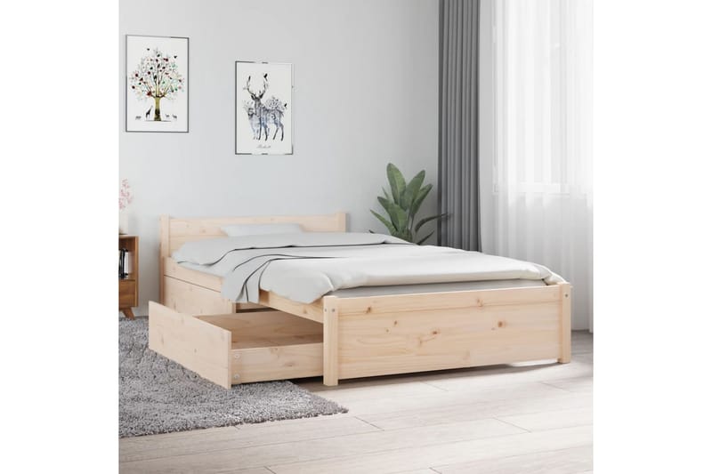 beBasic sengeramme med skuffer 90x190 cm single - Brun - Møbler - Senge - Sengeramme & sengestel